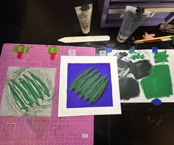 "Okra" Reduction Linocut Kitchen Art - Image 7