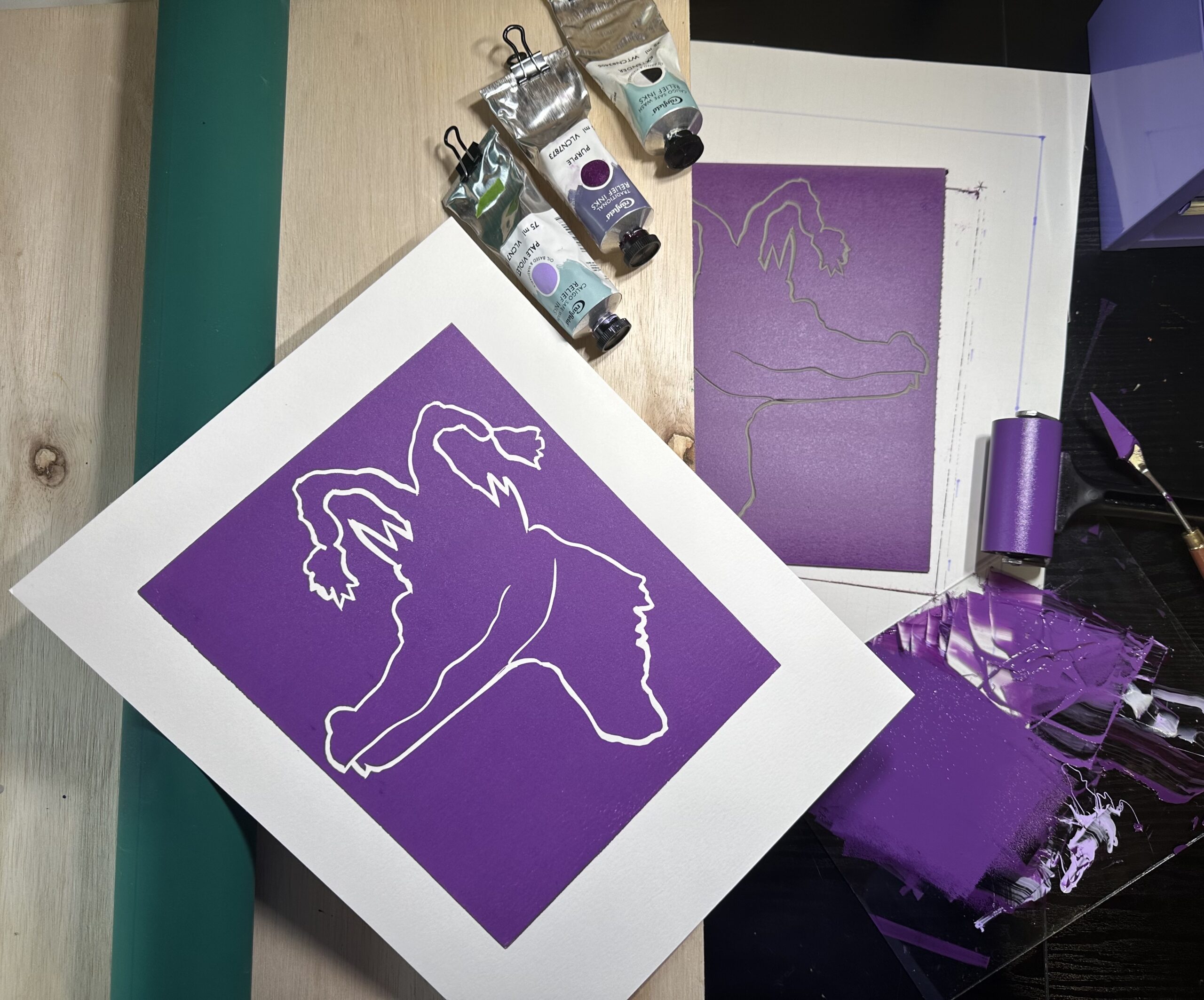 "Mardi Gator" Reduction Linocut - Image 9