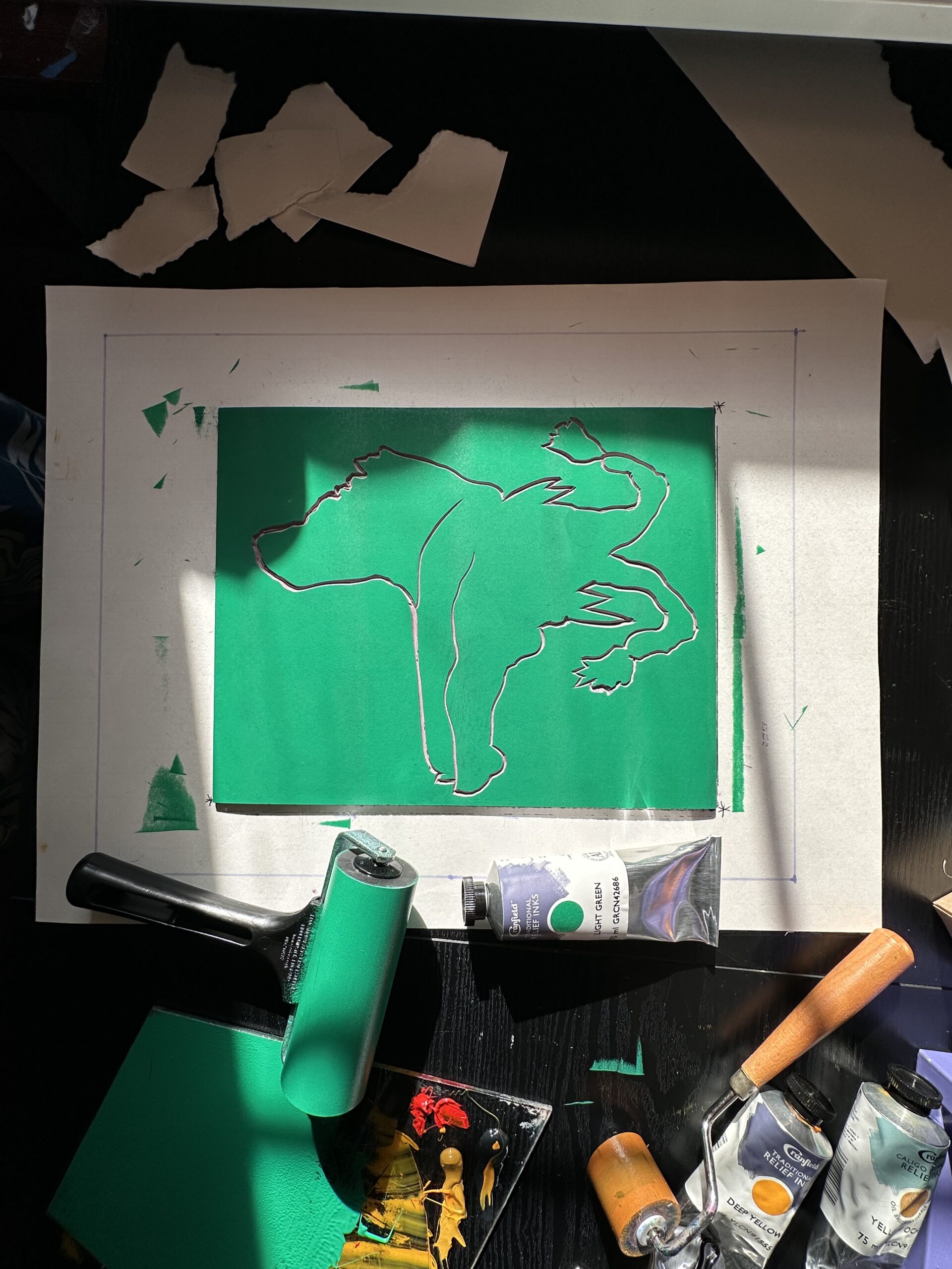 "Mardi Gator" Reduction Linocut - Image 8