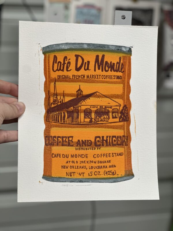 PRE ORDER "Cafe Du Monde" Reduction Linocut Kitchen Art
