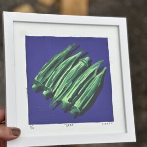 "Okra" Reduction Linocut Kitchen Art