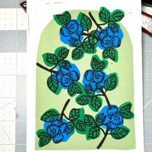 Blueberry Block Print Artwork