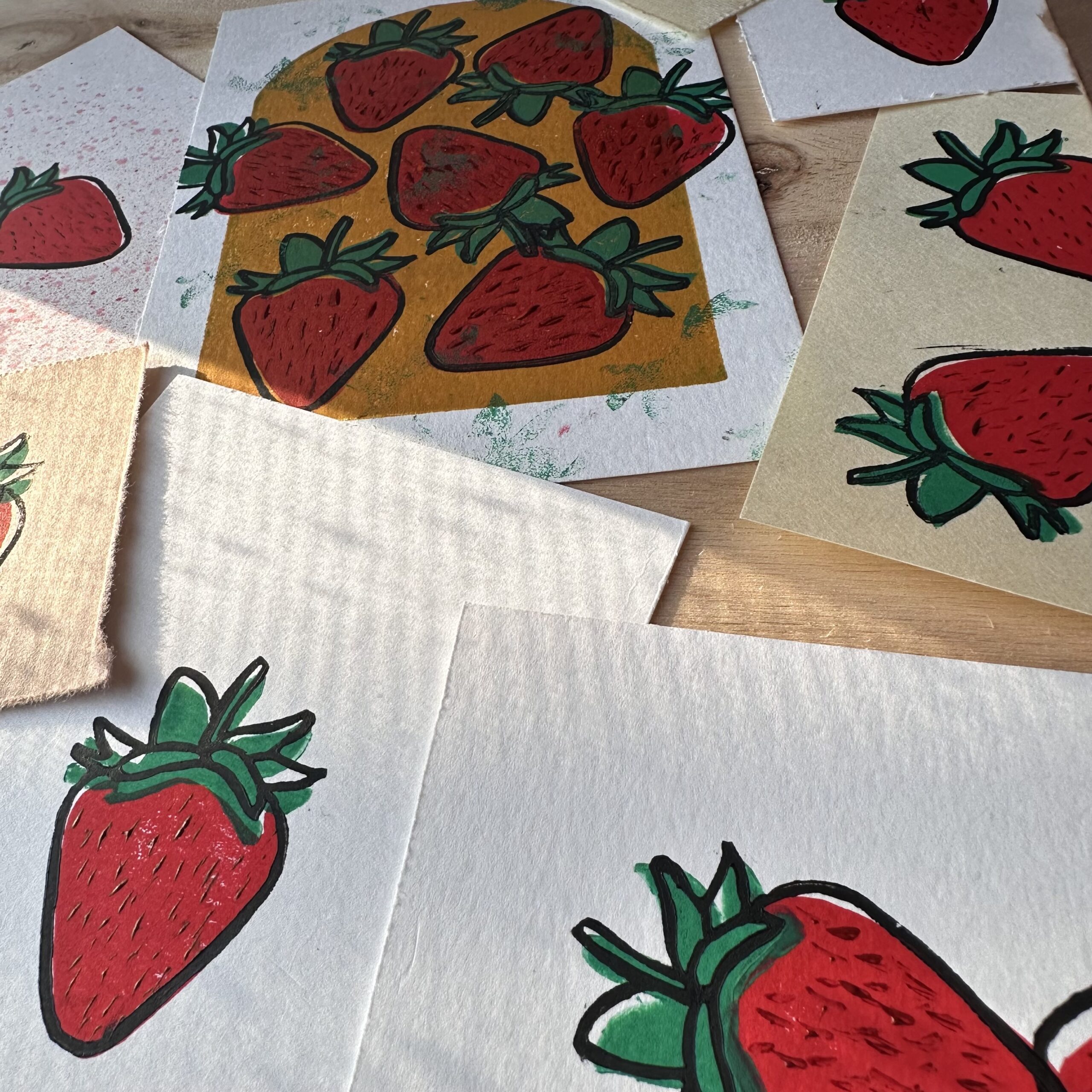 Strawberry Block Print Artwork - Image 6