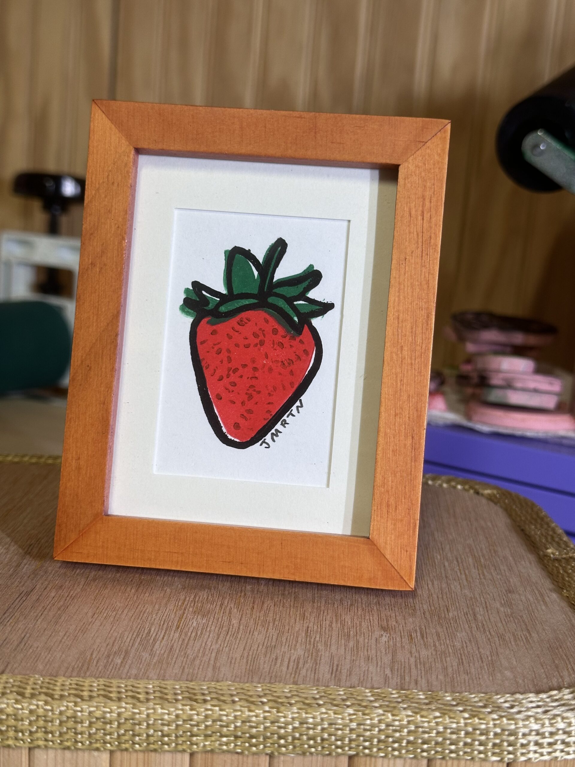 Strawberry Block Print Artwork - Image 3