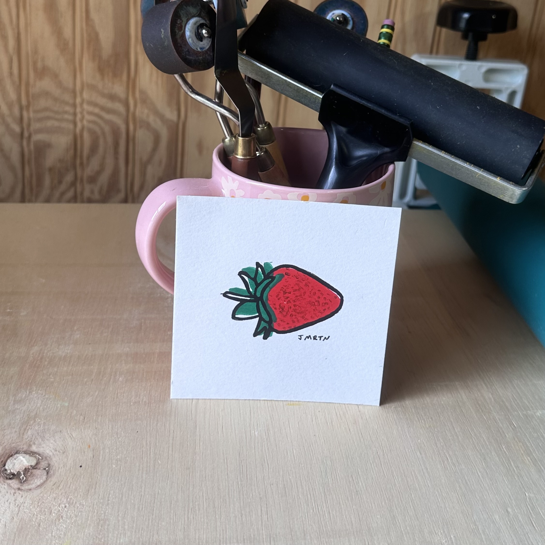 Strawberry Block Print Artwork - Image 9