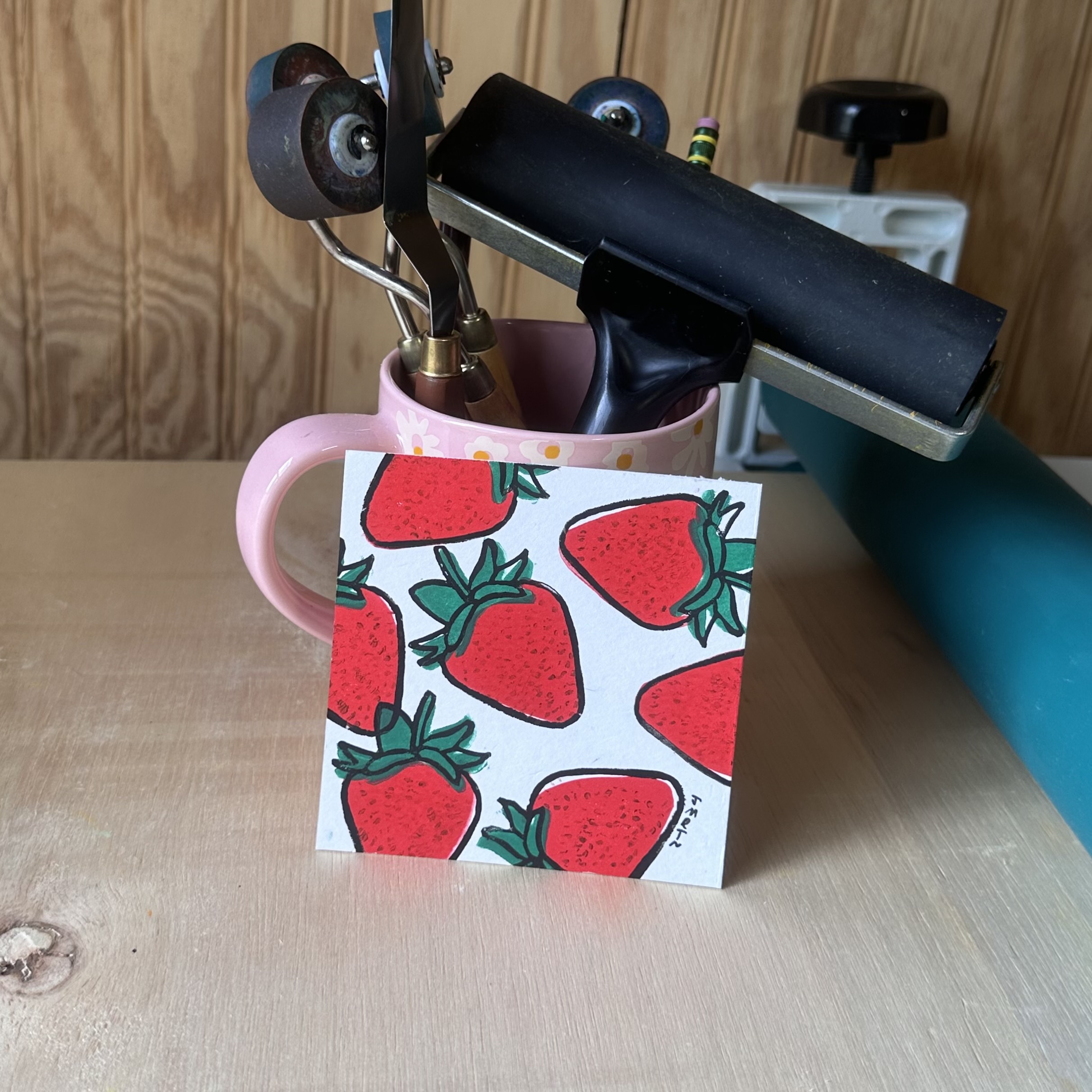 Strawberry Block Print Artwork - Image 8