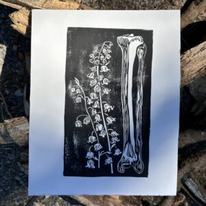 Tibia Fibula Lily of the Valley Block Print Artwork