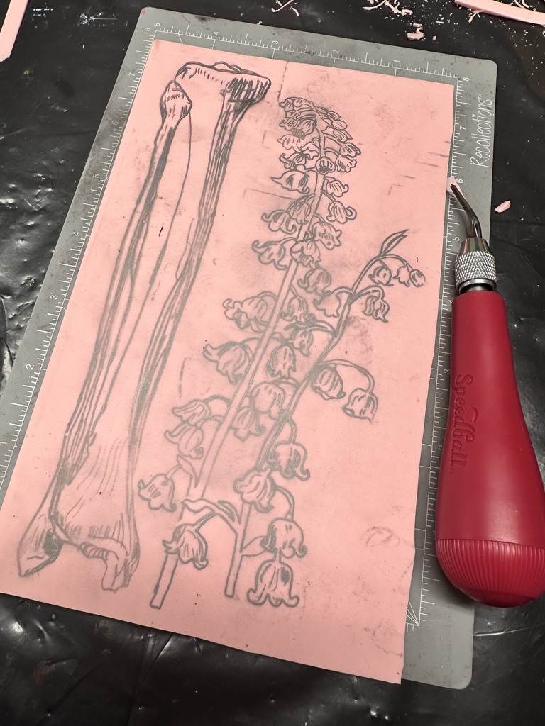 Tibia Fibula Lily of the Valley Block Print Artwork - Image 2