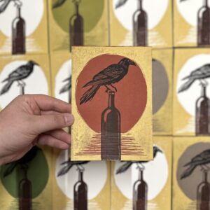 Raven Bottle Sunset Block Print