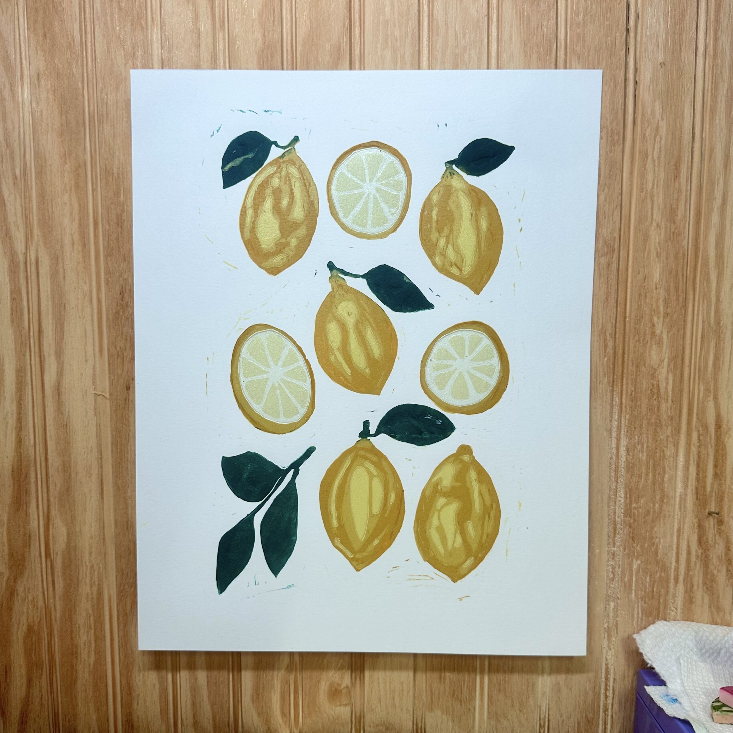 Lemon Reduction Linocut Kitchen Art - Image 3