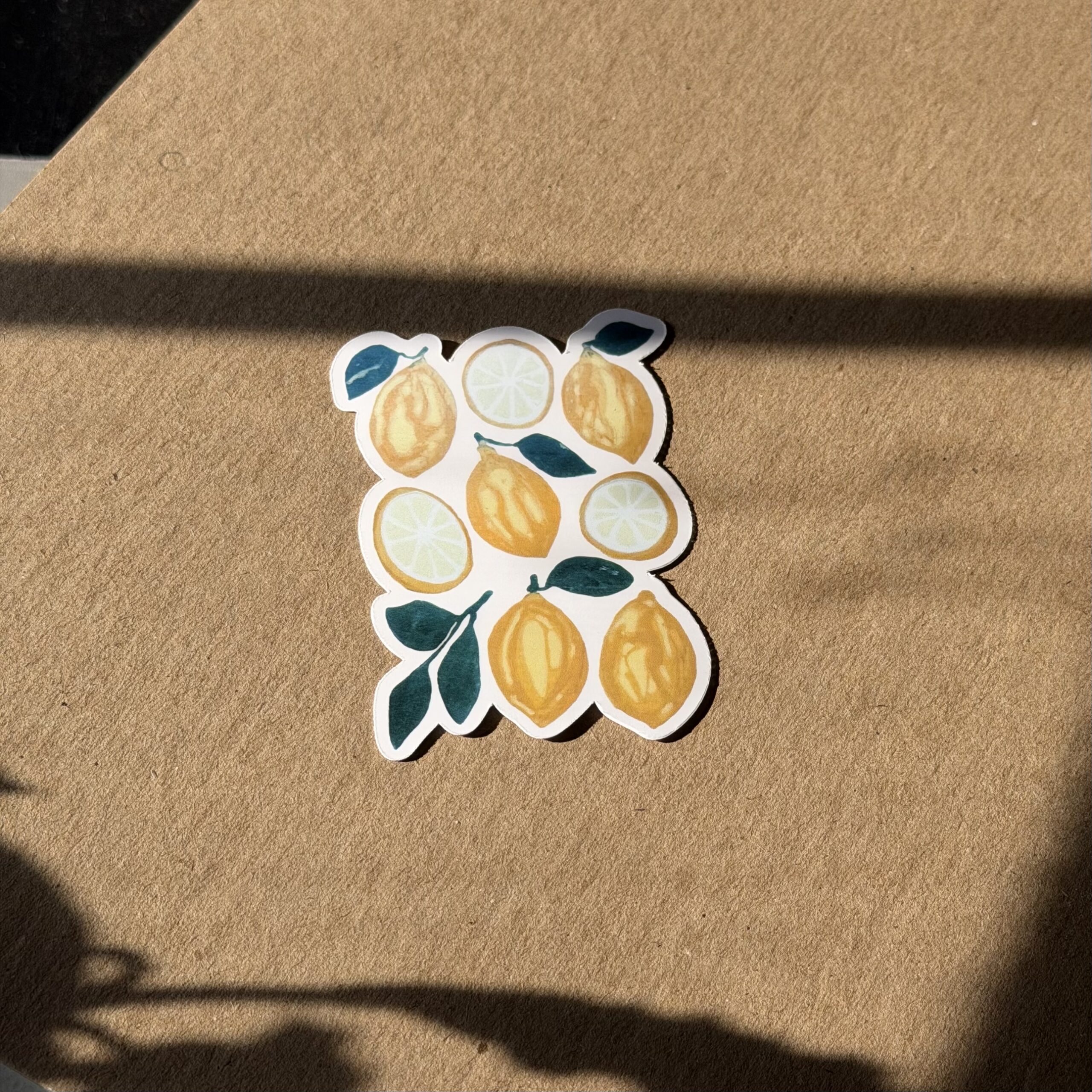 Lemon Reduction Linocut Artwork Sticker