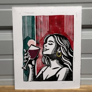 "Sangria Woman" Block Print Artwork