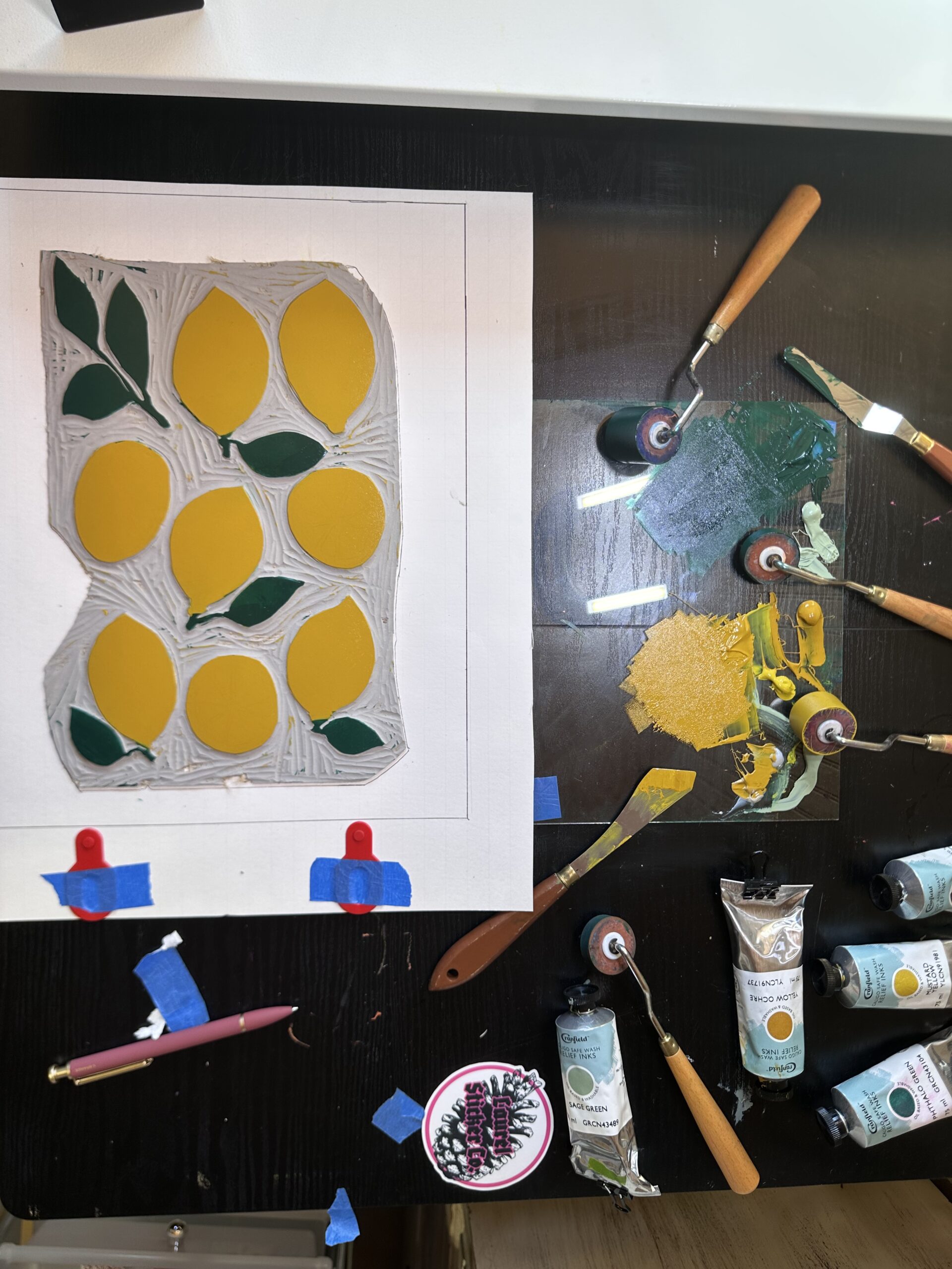 Lemon Reduction Linocut Kitchen Art - Image 12