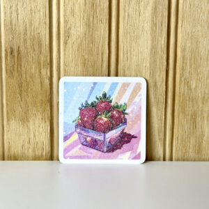Holographic Strawberry Basket Sticker