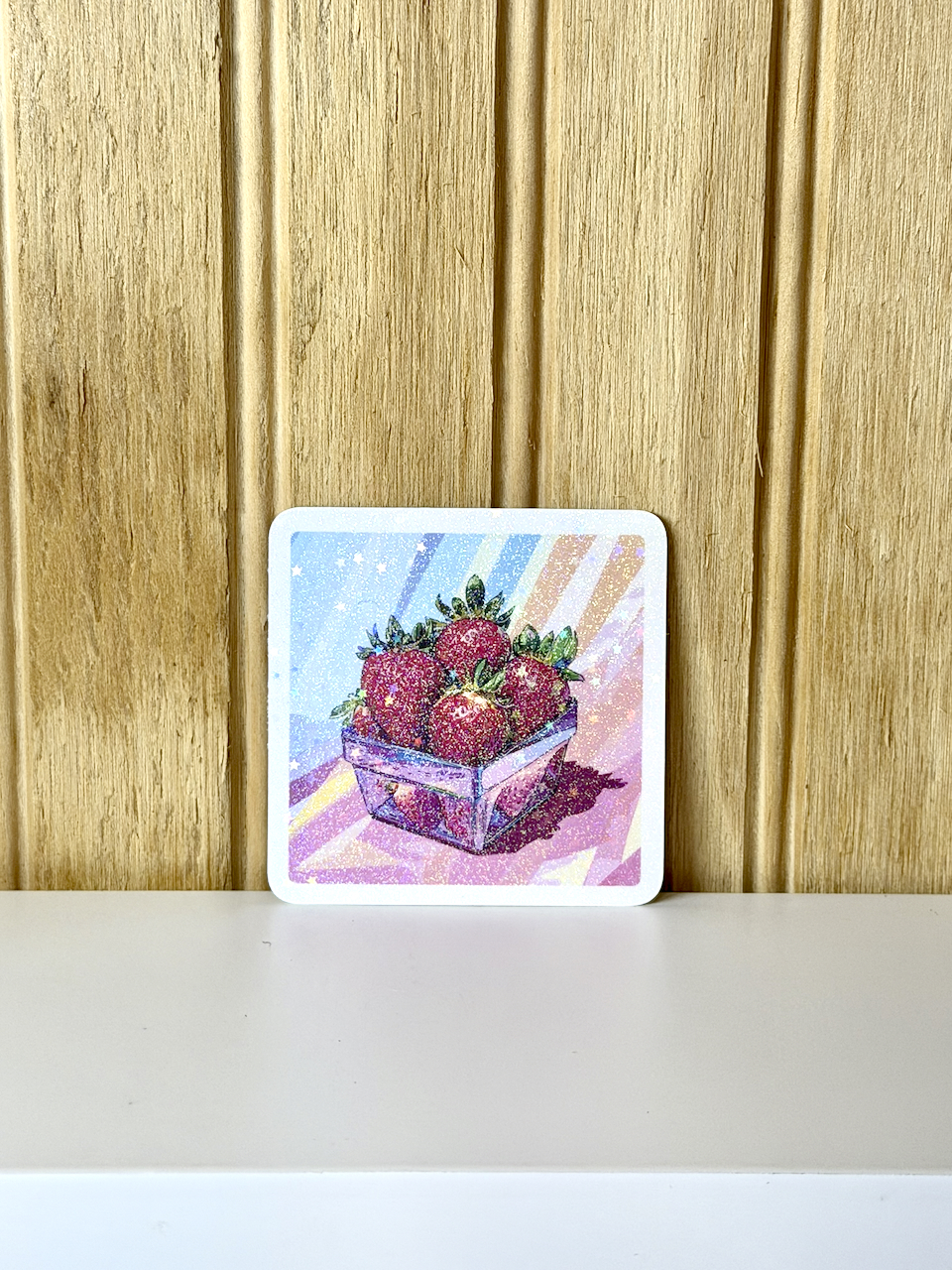 Holographic Strawberry Basket Sticker