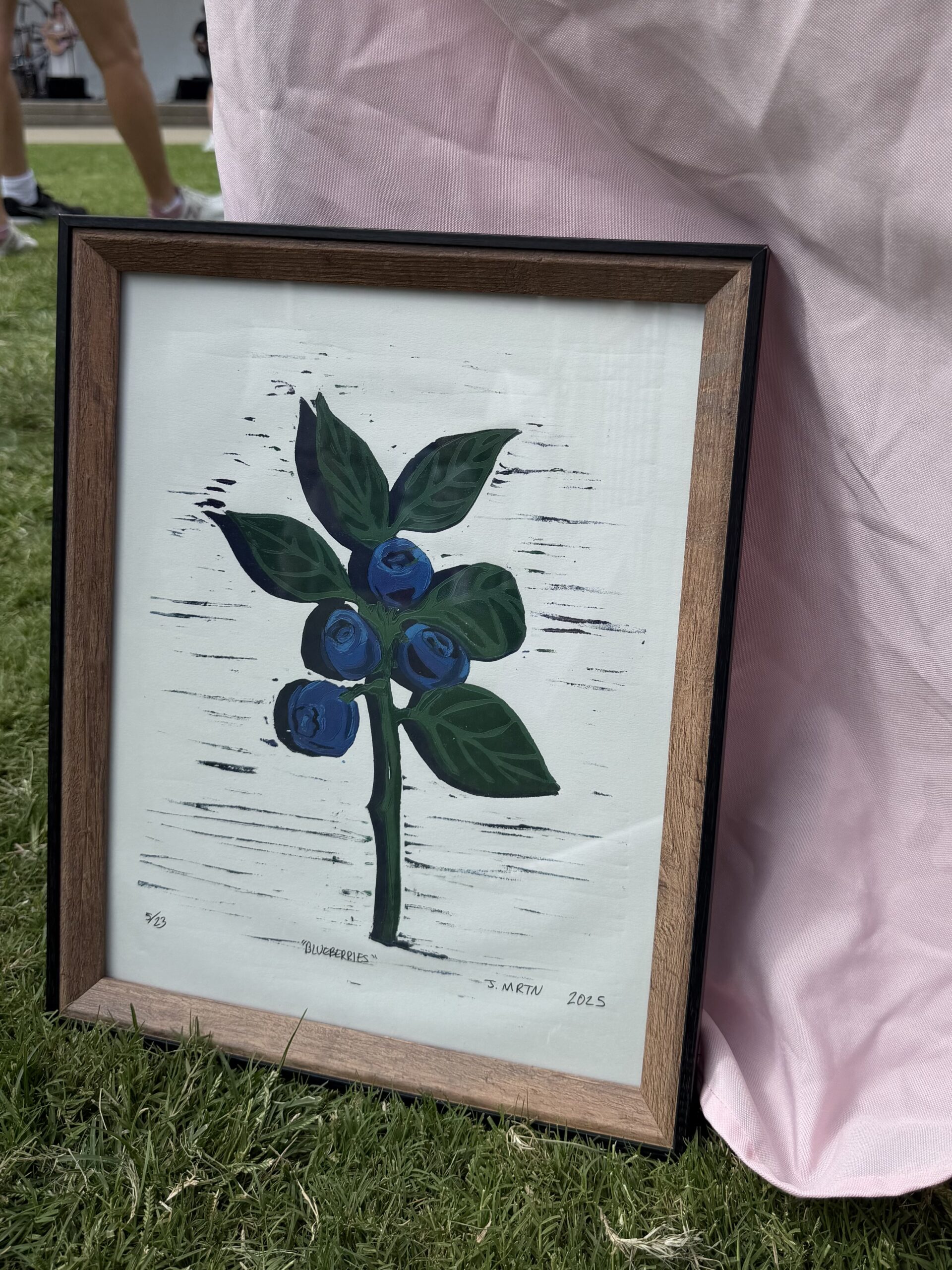 Blueberry Reduction Linocut Kitchen Art