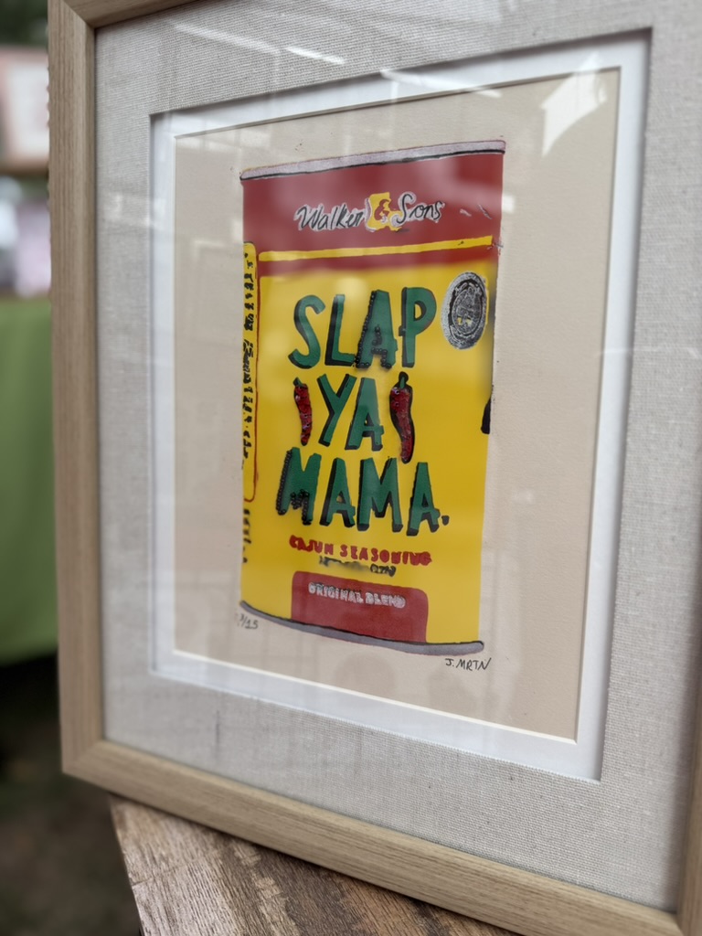 "Slap Ya Mama" Reduction Linocut Kitchen Art - Image 3