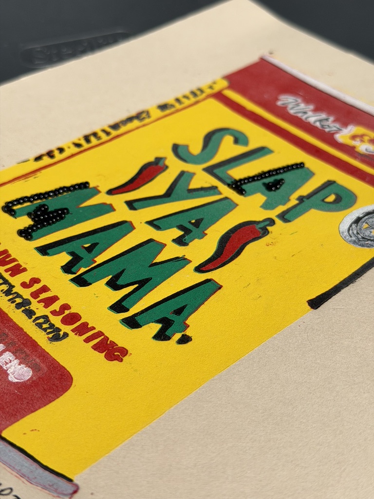 "Slap Ya Mama" Reduction Linocut Kitchen Art - Image 5