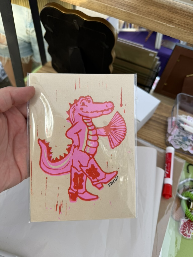 Sassy Alligator Showgirl Lino Print Artwork - Image 6