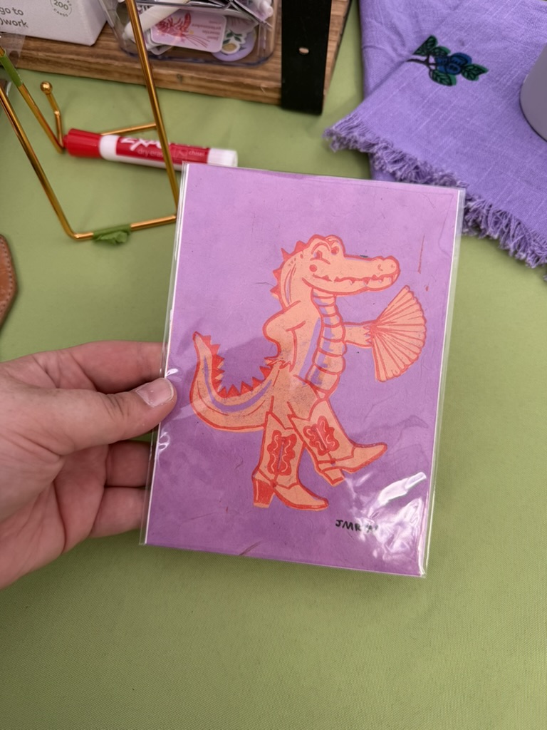 Sassy Alligator Showgirl Lino Print Artwork - Image 5