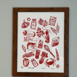 Seafood Gumbo Kitchen Art Lino Print
