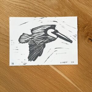 Brown Pelican Linocut Artwork