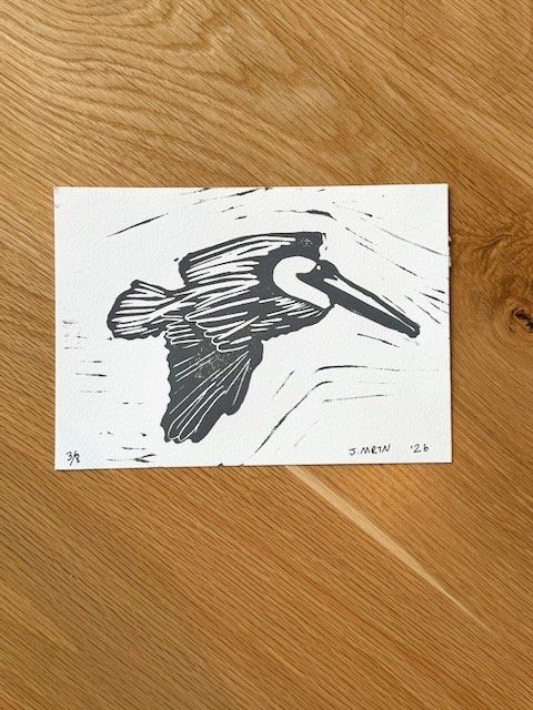 Brown Pelican Linocut Artwork