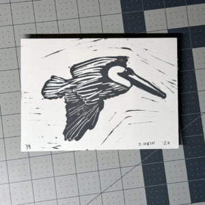 Brown Pelican Linocut Artwork
