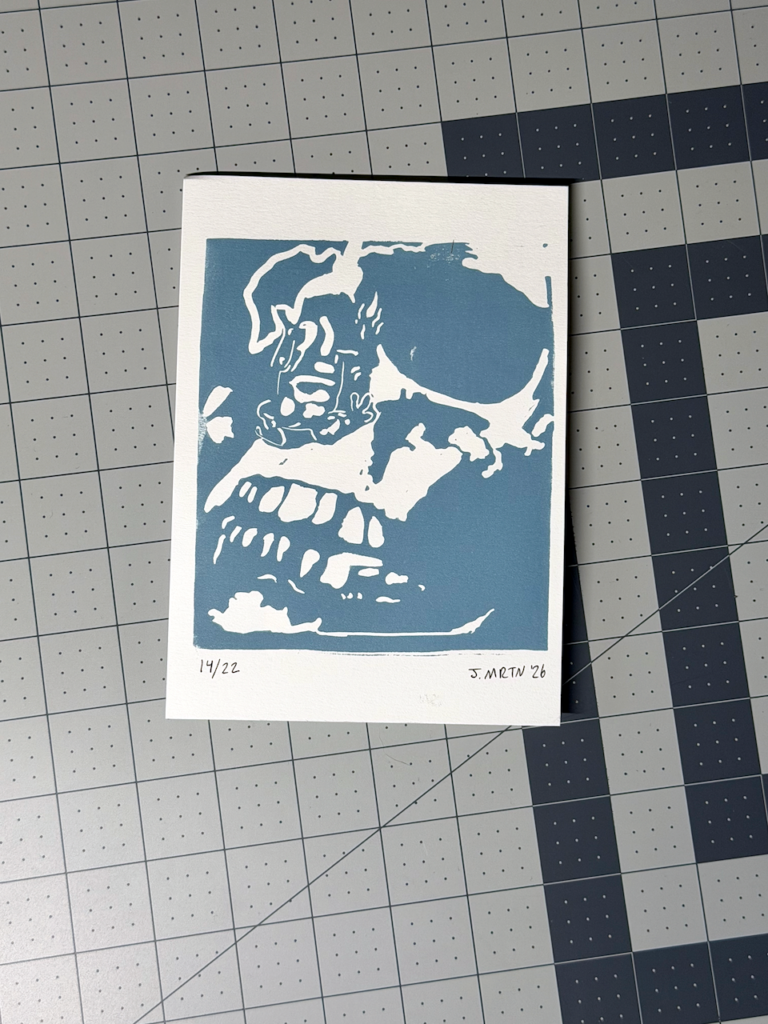 Skull & Frog Linocut Artwork