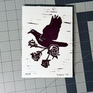 Dove and Roses Linocut Artwork
