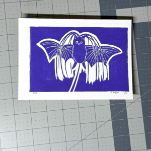 Bat Flower Linocut Artwork