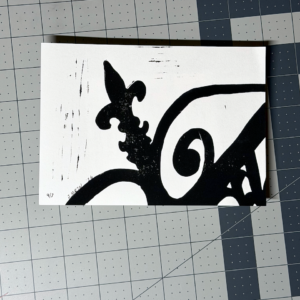 Fleur De Lis Wrought Iron Fence Linocut Artwork