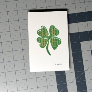 4 Leaf Clover St Patrick's Day Block Print Artwork