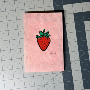 Strawberry Block Print Artwork