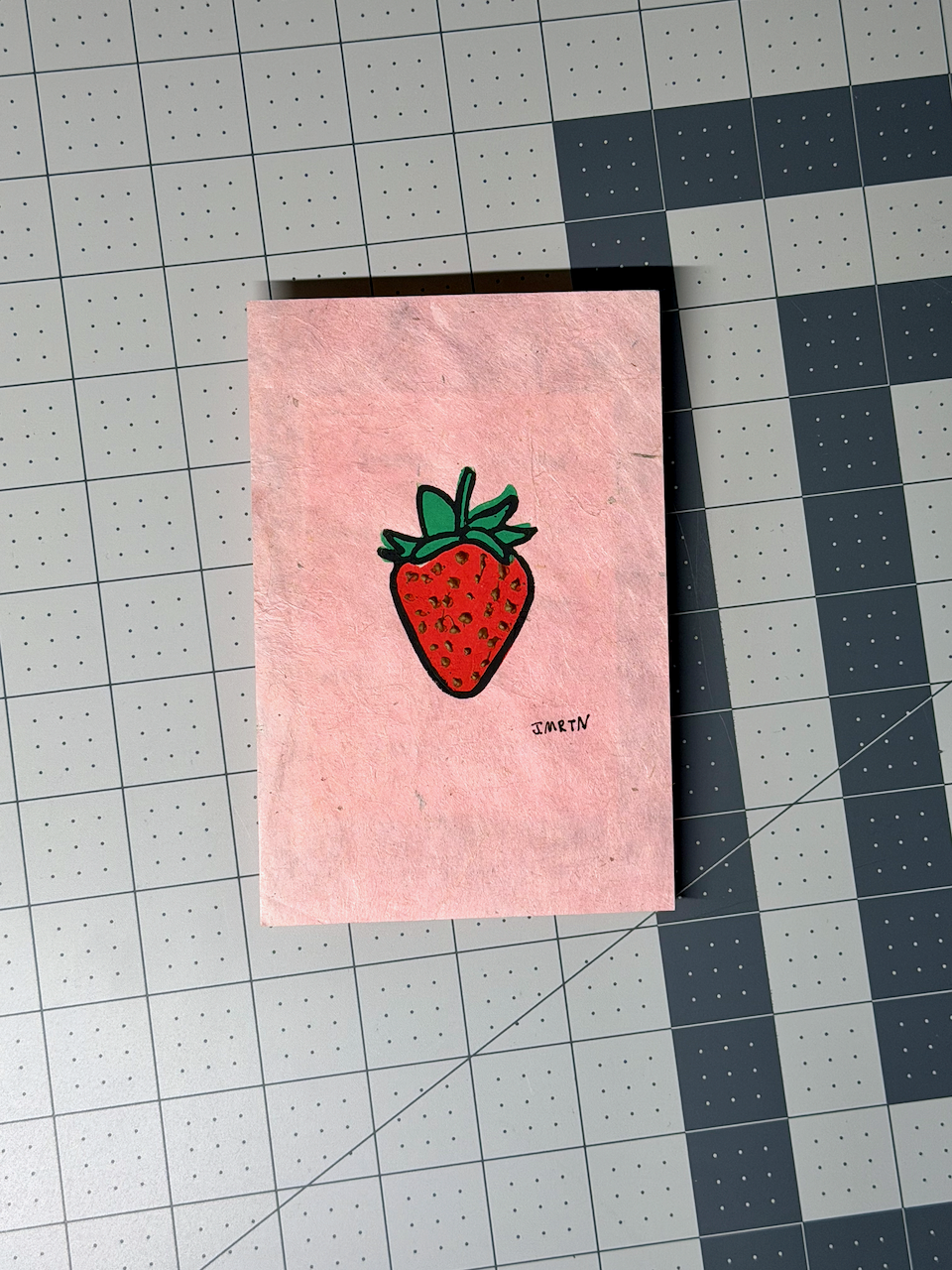 Strawberry Block Print Artwork