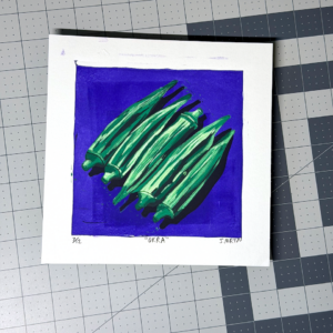 Okra Reduction Linocut Kitchen Art