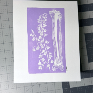 Tibia Fibula Lily of the Valley Block Print Artwork