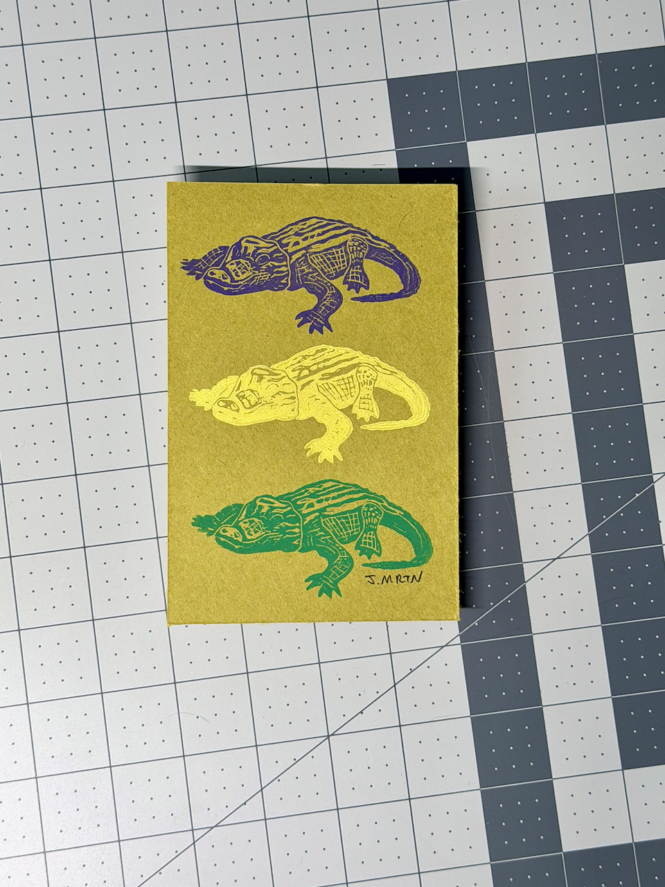 Mardi Gras Alligator Block Print Artwork - Image 3
