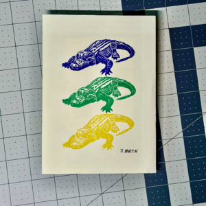 Mardi Gras Alligator Block Print Artwork
