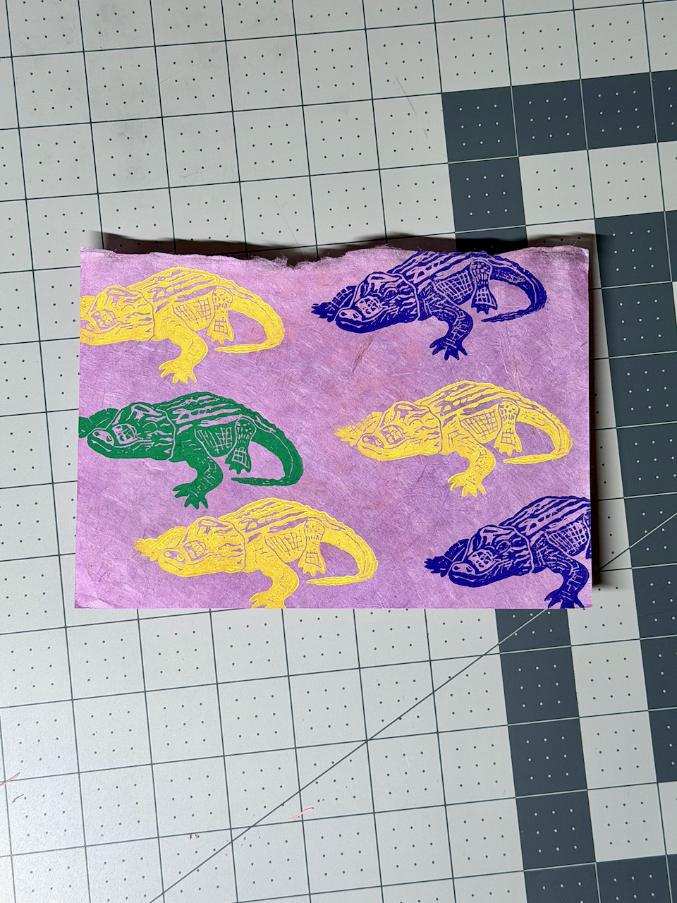 Mardi Gras Alligator Block Print Artwork - Image 2