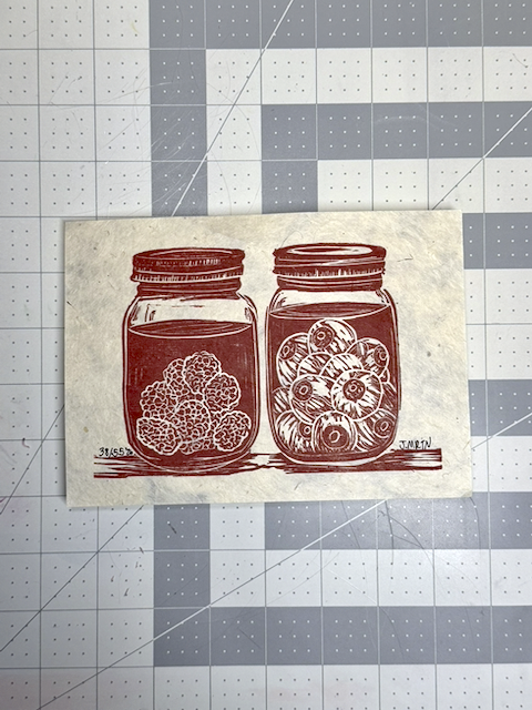 Eyeballs & Raspberries Linocut Artwork - Image 3