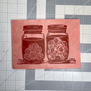Eyeballs & Raspberries Linocut Artwork