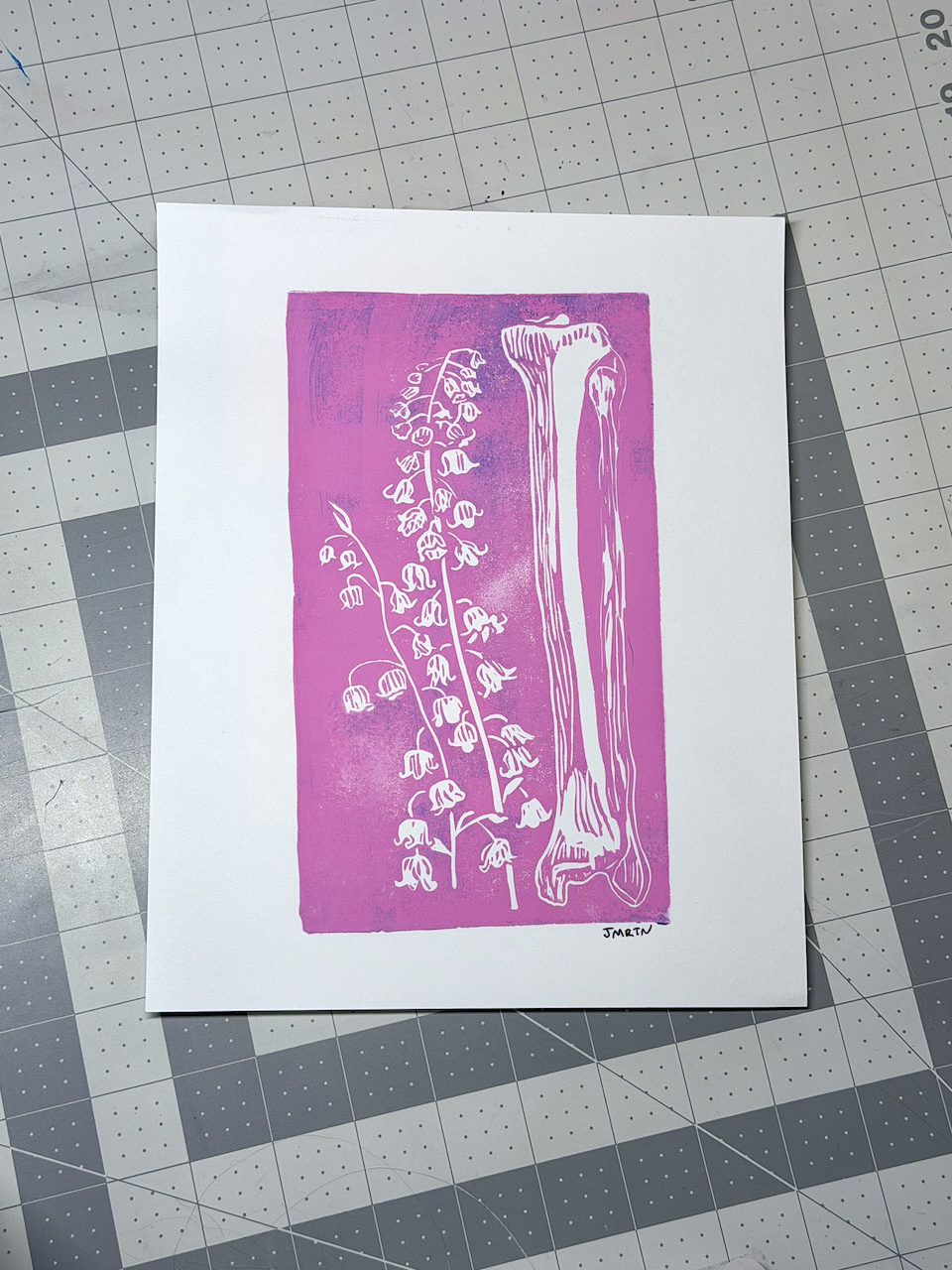 Tibia Fibula Lily of the Valley Block Print Artwork - Image 2