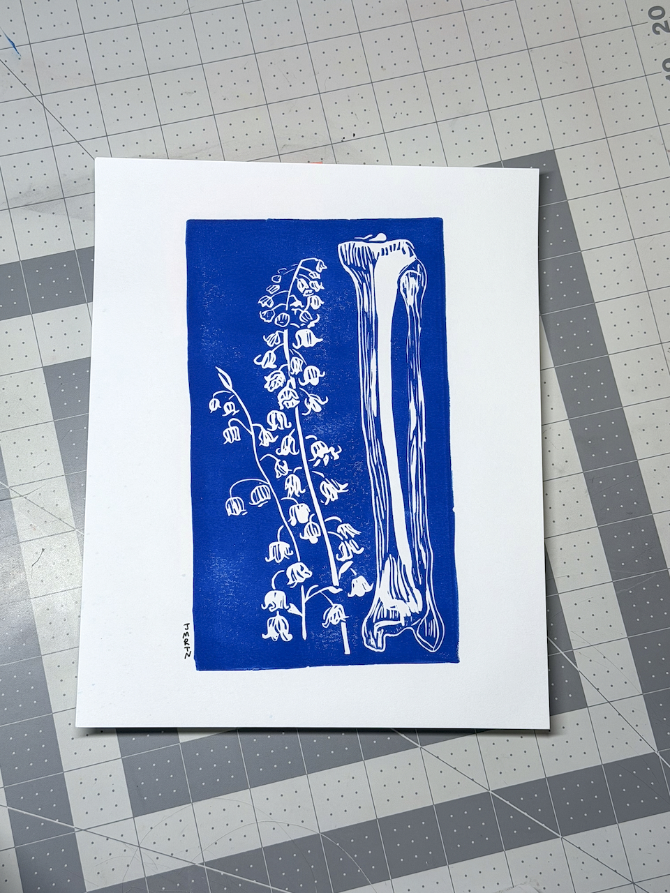Tibia Fibula Lily of the Valley Block Print Artwork - Image 3