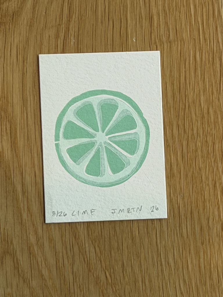 Lime Slice ACEO Block Print - Image 2