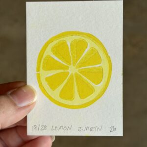 Lemon Slice ACEO Block Print