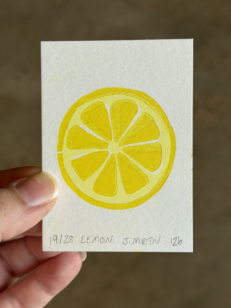 Lemon Slice ACEO Block Print