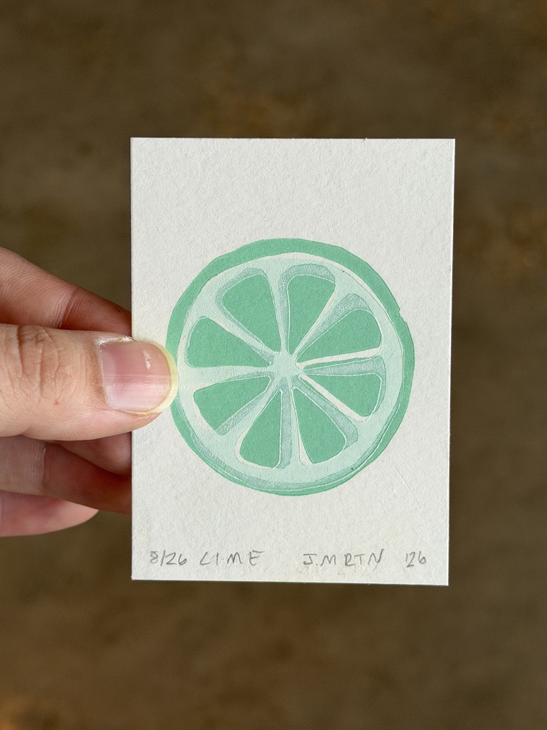 Lime Slice ACEO Block Print - Image 3