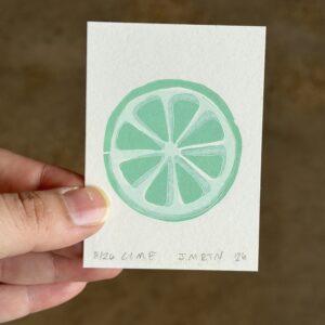 Lime Slice ACEO Block Print