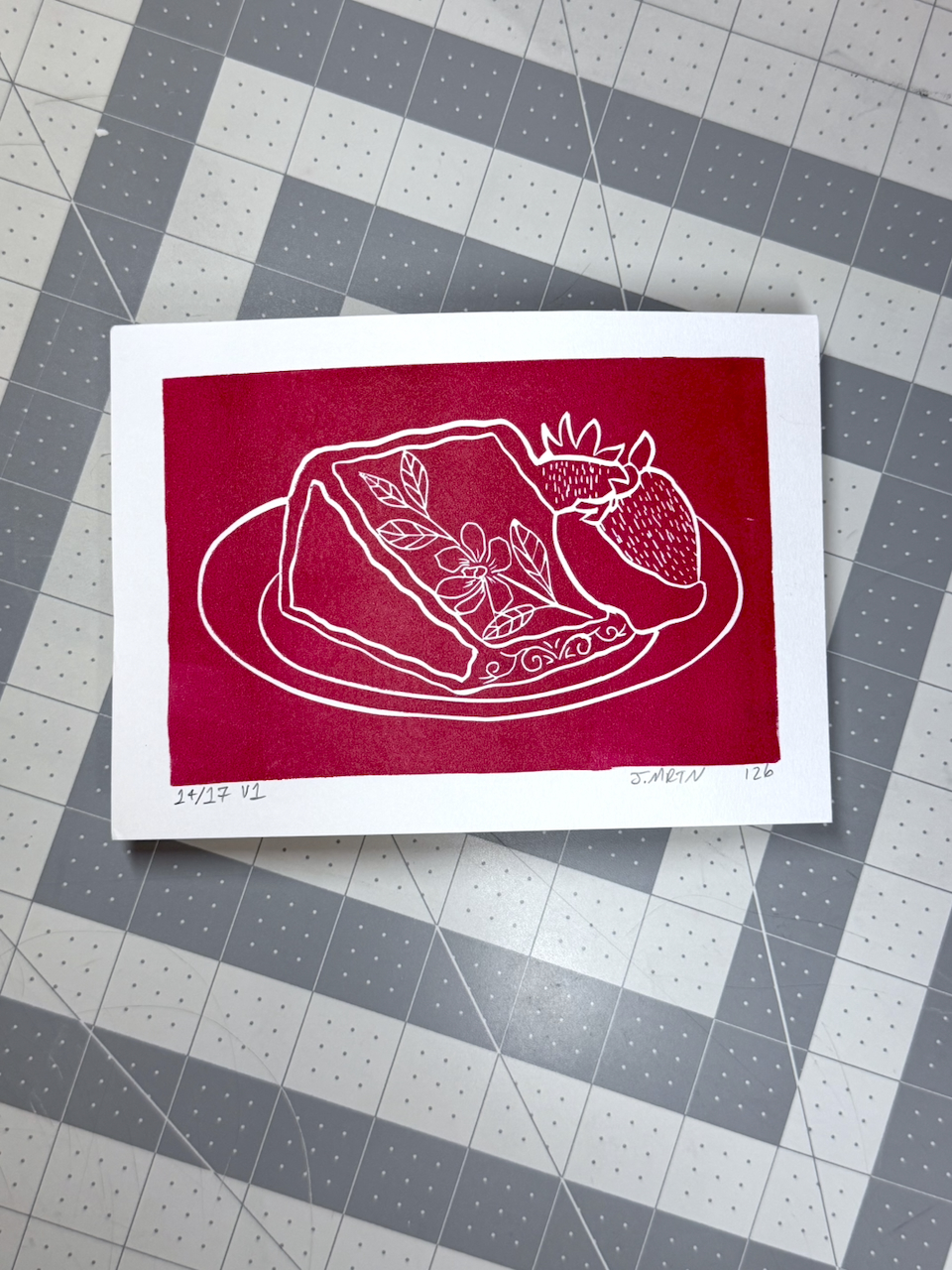 Pound Cake Linocut Artwork